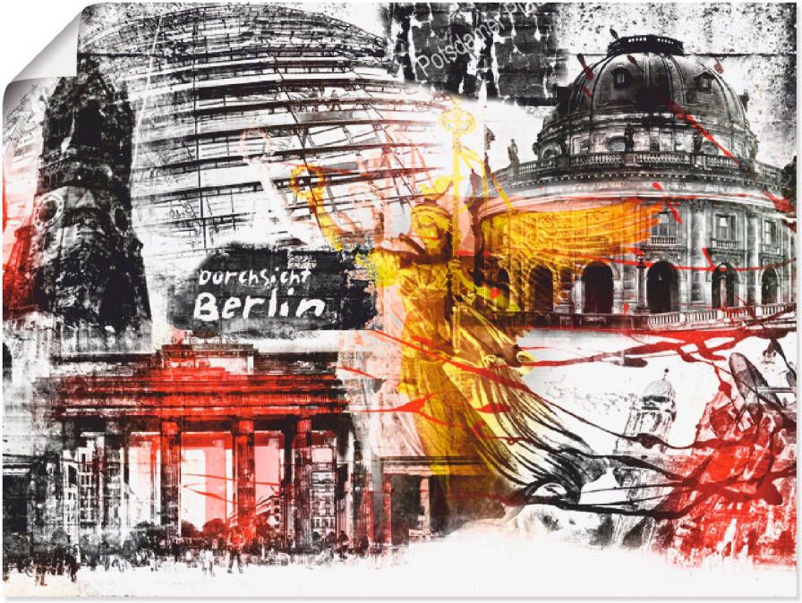 Artland Poster Berlijn Skyline collage VI als artprint op linnen muursticker of poster in verschillende maten - Foto 3