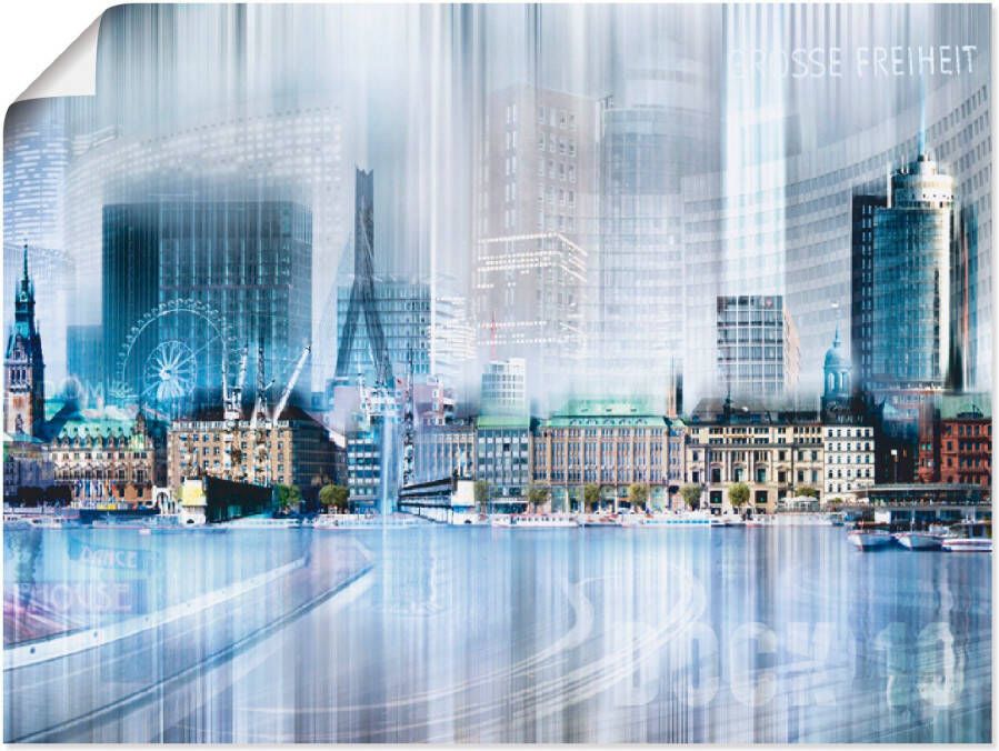 Artland Poster Hamburg Skyline collage I als artprint op linnen muursticker of poster in verschillende maten - Foto 3