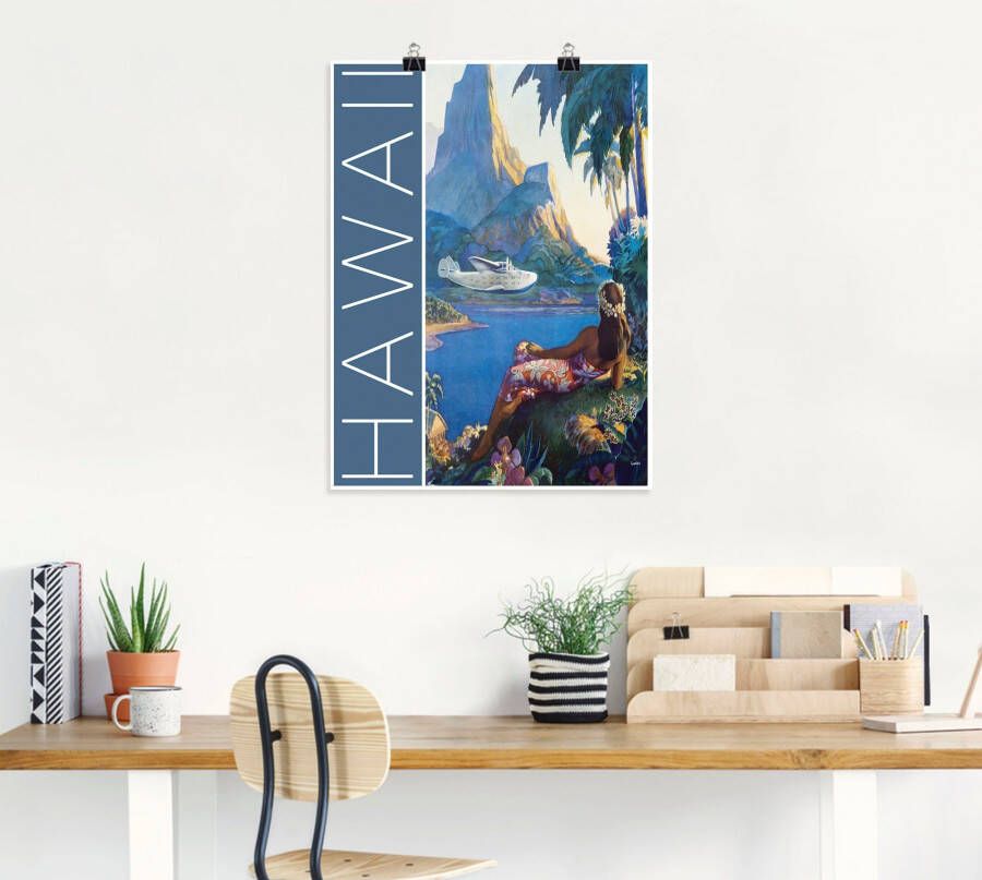 Artland Poster Hawaï Vintage reisaffiche als artprint van aluminium artprint op linnen muursticker of poster in verschillende maten
