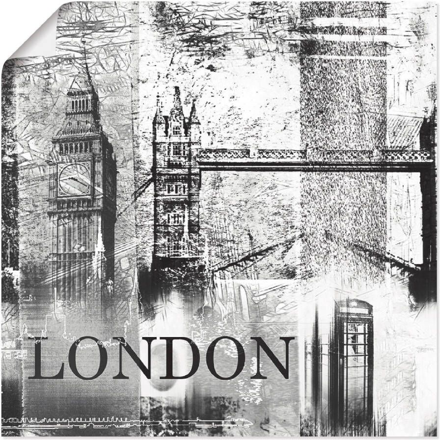 Artland Poster Londen Skyline abstracte collage 04 als artprint op linnen muursticker of poster in verschillende maten - Foto 3