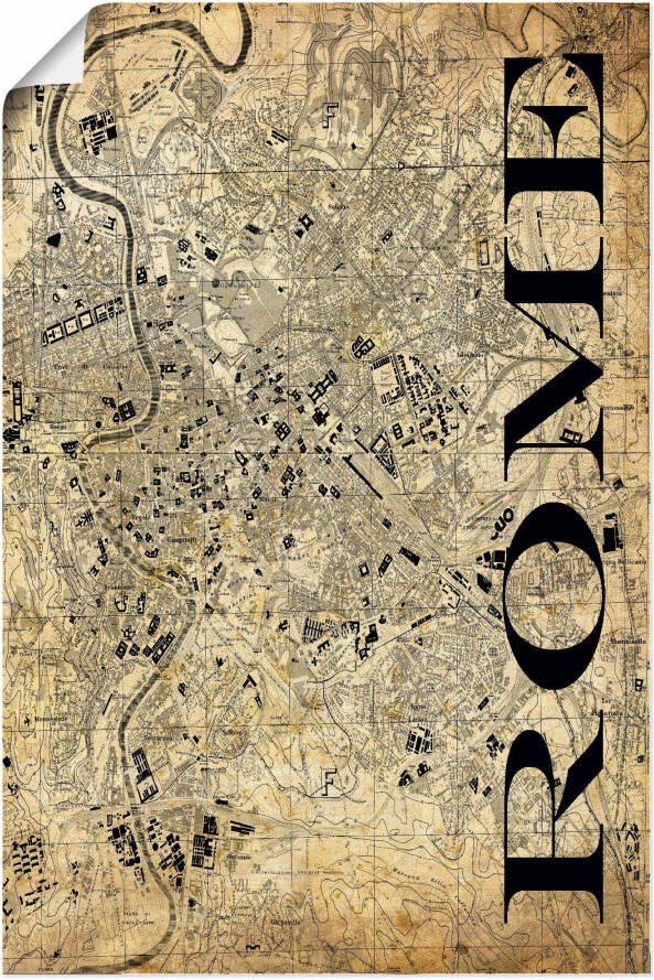 Artland Poster Rome Kaart straten kaart Sepia als artprint van aluminium artprint op linnen muursticker of poster in verschillende maten - Foto 5