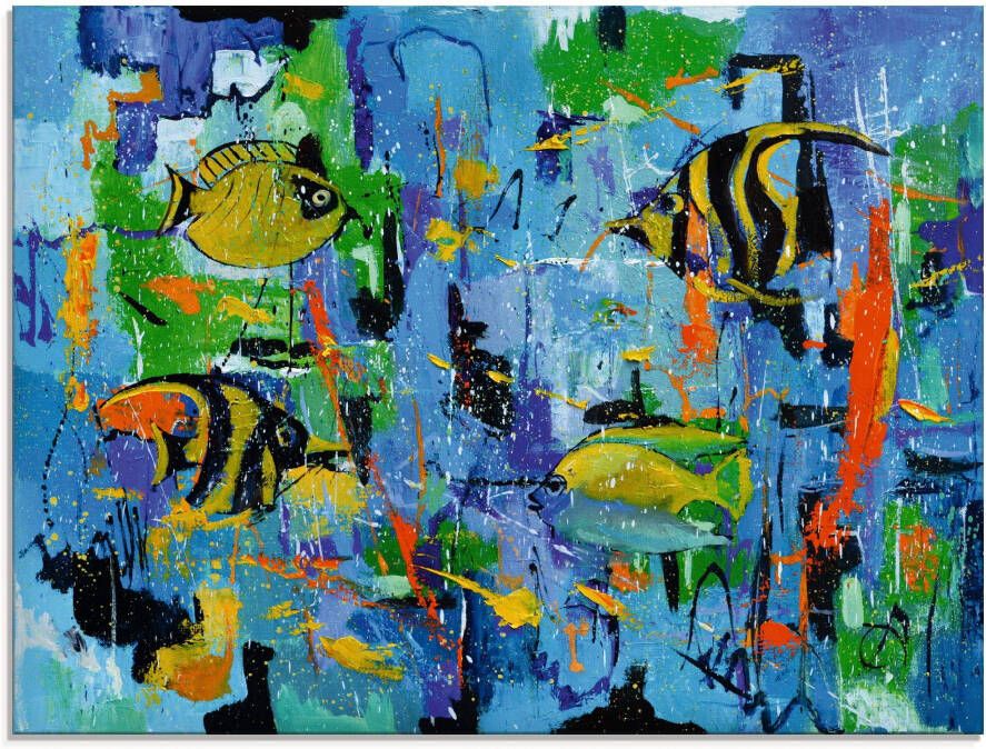 Artland Print op glas Abstract vissen blauw in verschillende maten - Foto 1