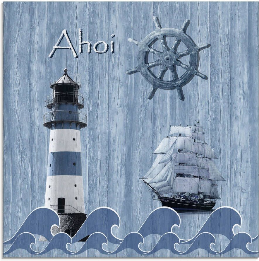 Artland Print op glas Ahoy in maritiem blauw - Foto 4
