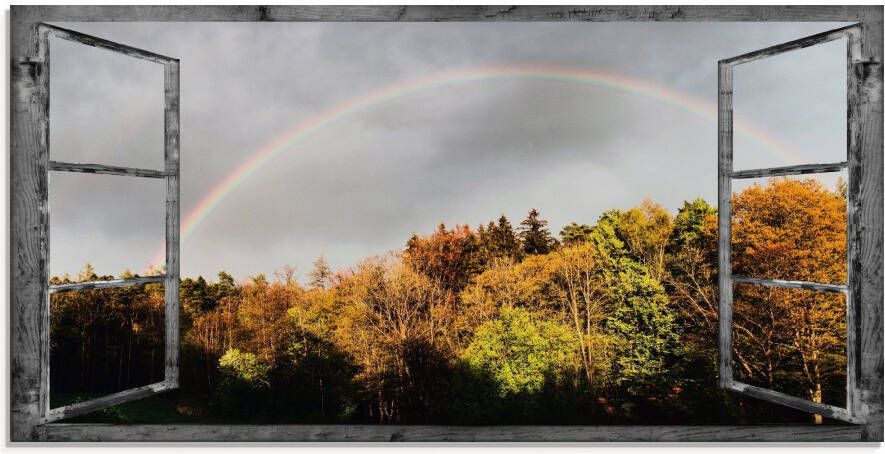 Artland Print op glas Blik uit het venster regenboog - Foto 4