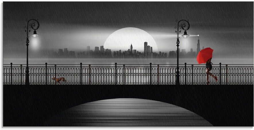 Artland Print op glas De brug in de regen in verschillende maten - Foto 4