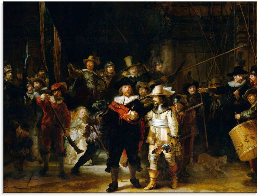 Artland Print op glas De nachtwacht. 1642 in verschillende maten - Foto 6