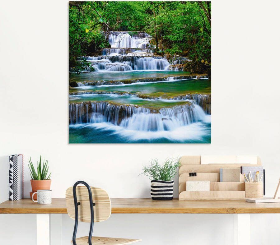 Artland Print op glas Diep bos waterval in verschillende maten - Foto 4