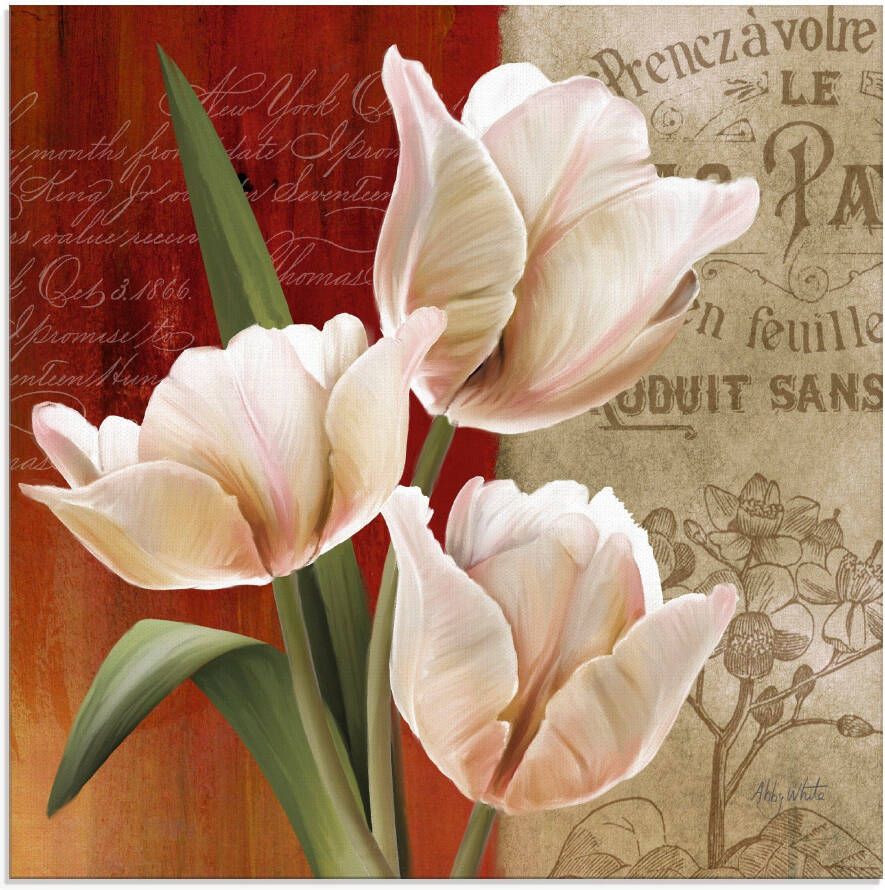 Artland Print op glas Franse tulpencollage in verschillende maten