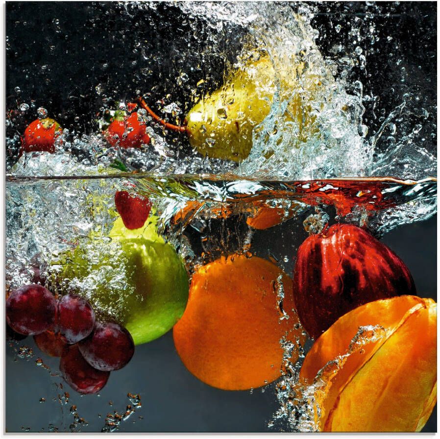 Artland Print op glas Fruit in opspattend water