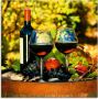 Artland Print op glas Glazen met rode wijn op oud vat - Thumbnail 1