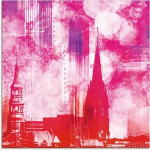 Artland Print op glas Hamburg Collage III (1 stuk)