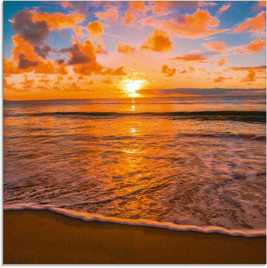 Artland Print op glas Mooie tropische zonsondergang aan het strand - Foto 3