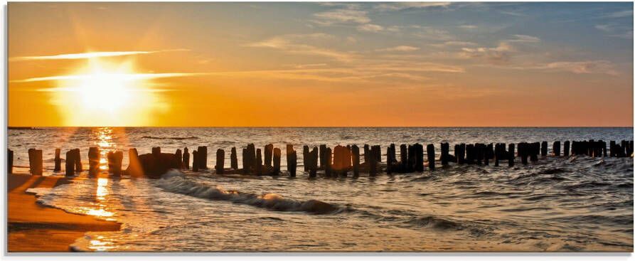 Artland Print op glas Mooie zonsondergang aan het strand