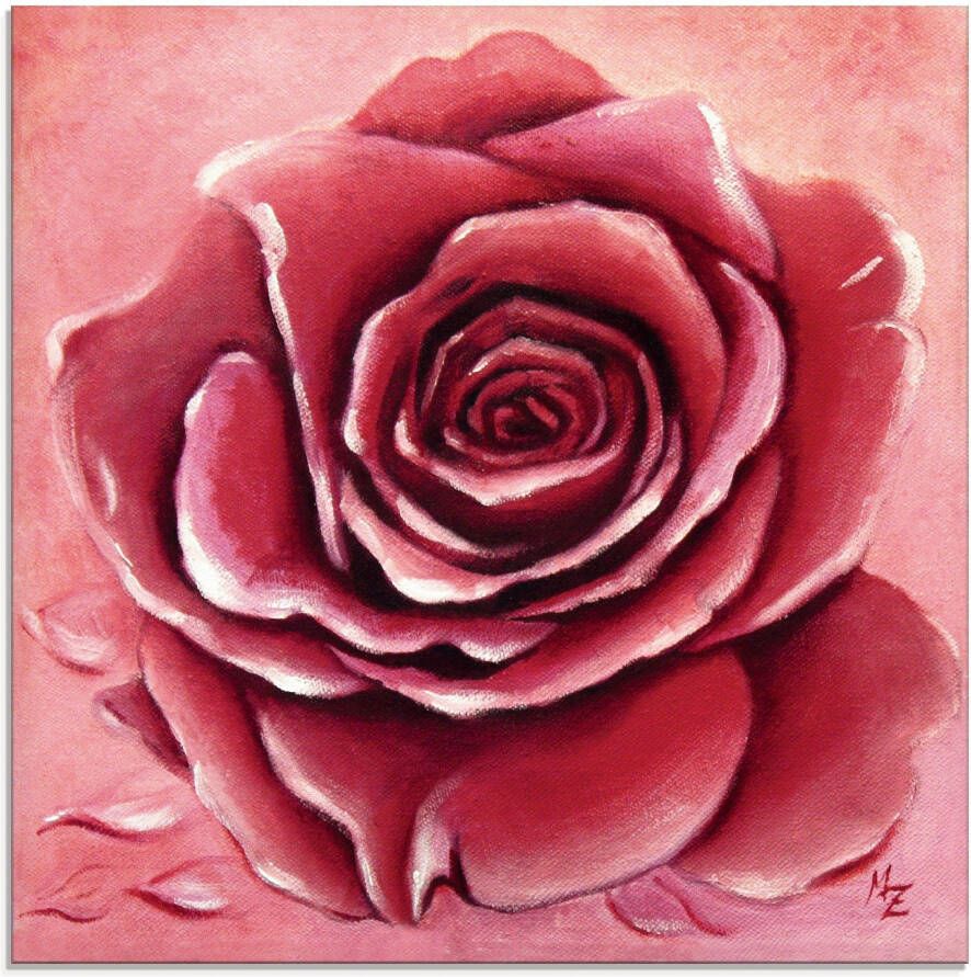 Artland Print op glas Rode roos met de hand geschilderd - Foto 4
