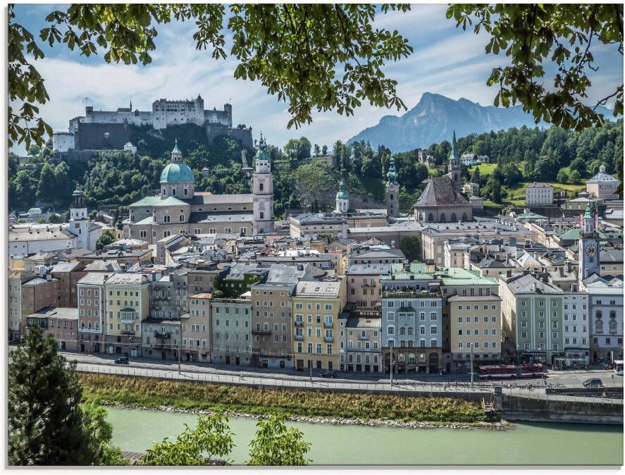 Artland Print op glas Salzburg blik op de oude binnenstad - Foto 4