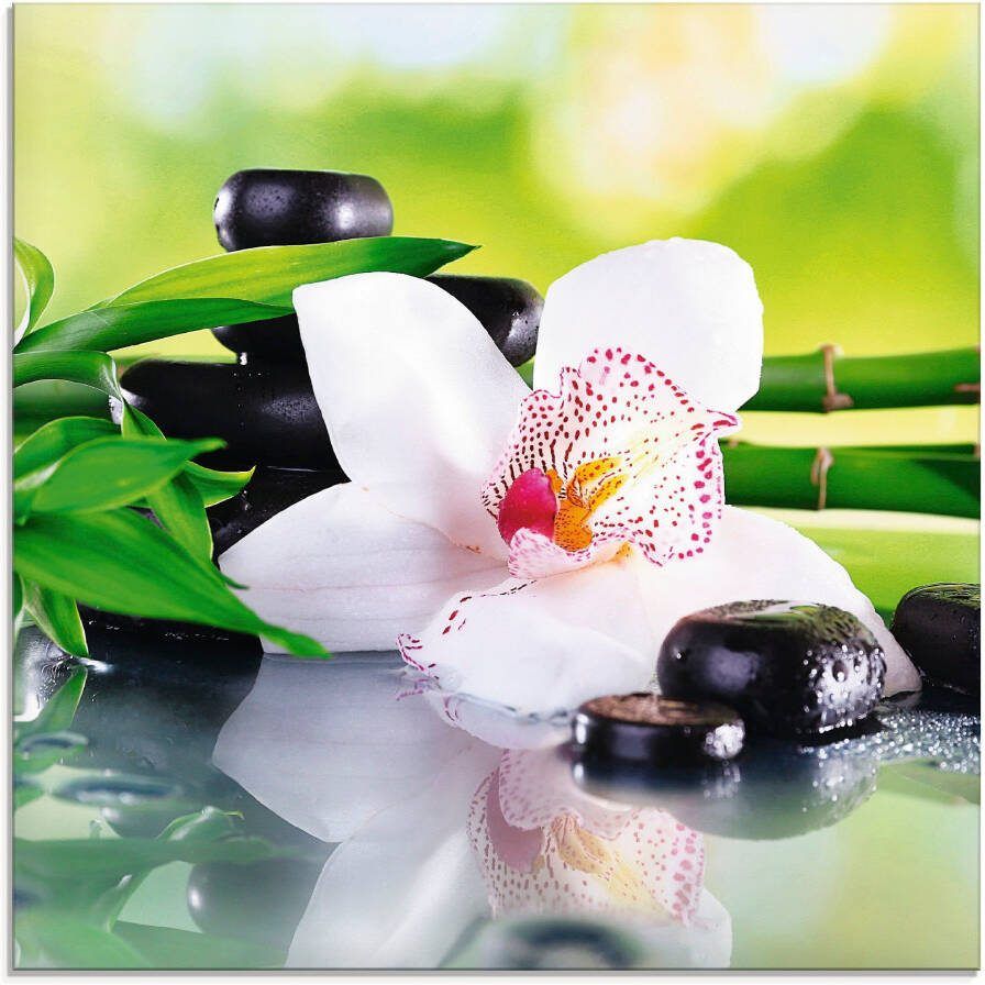Artland Print op glas Spa stenen bamboe takjes orchidee - Foto 5