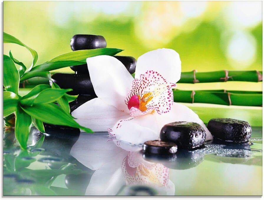 Artland Print op glas Spa stenen bamboe takjes orchidee - Foto 5