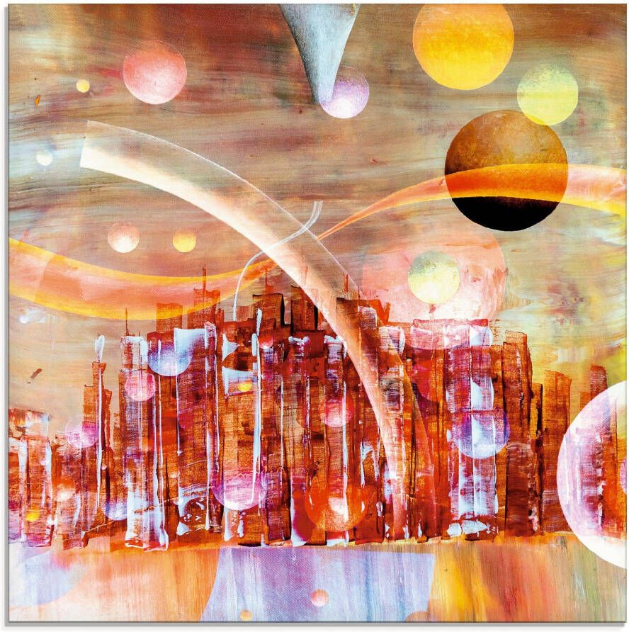 Artland Print op glas Space City 3000 in verschillende maten