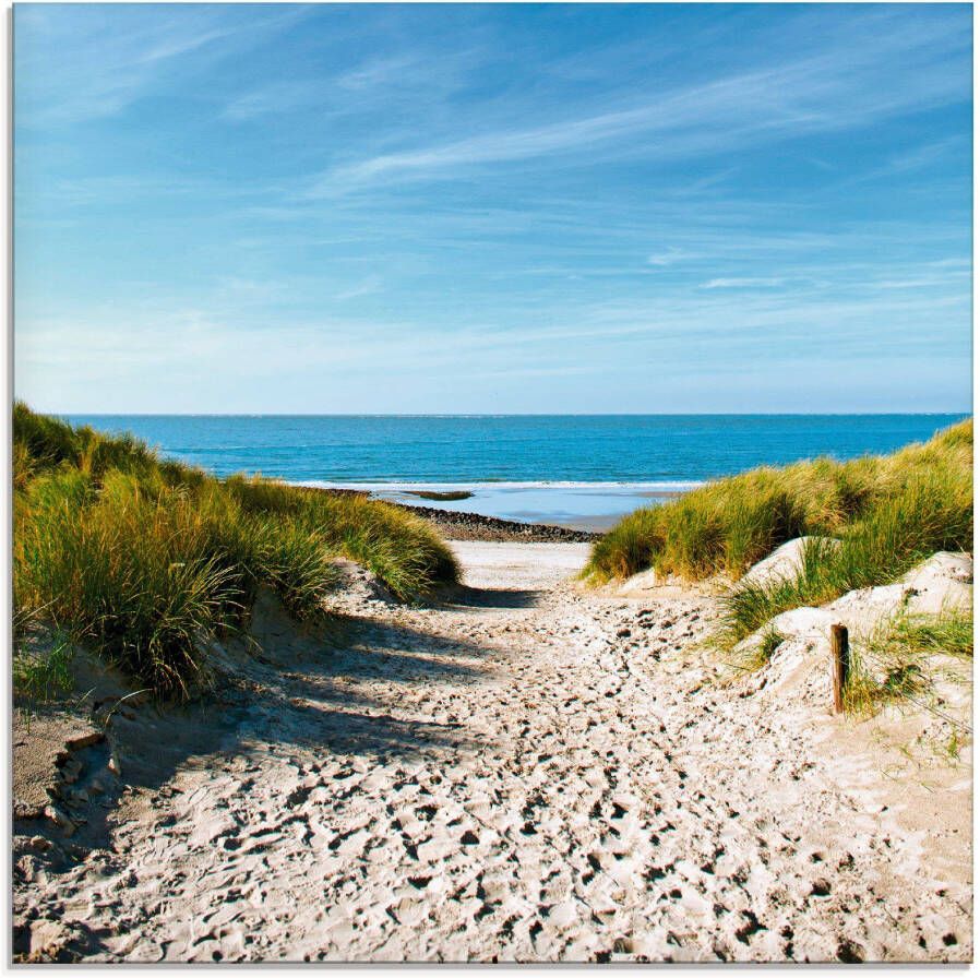 Artland Print op glas Strand met duinen en weg naar het water - Foto 3