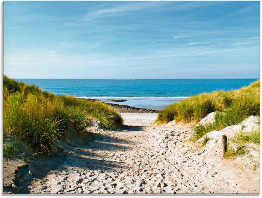 Artland Print op glas Strand met duinen en weg naar het water - Foto 3