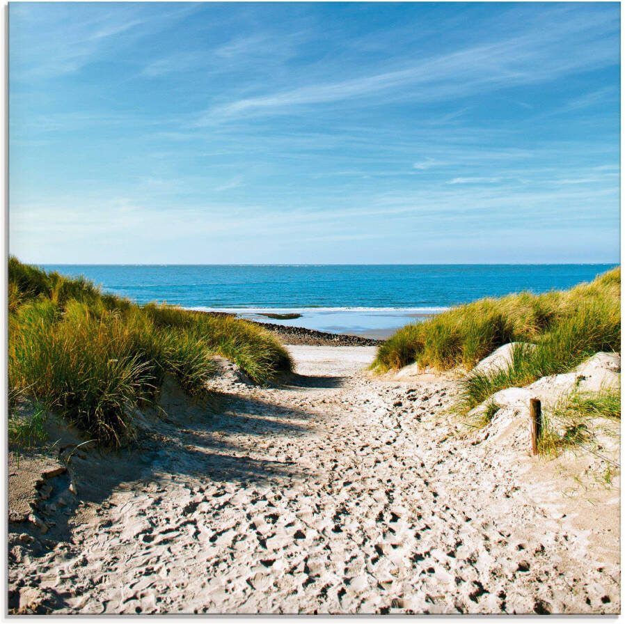 Artland Print op glas Strand met duinen en weg naar het water - Foto 5