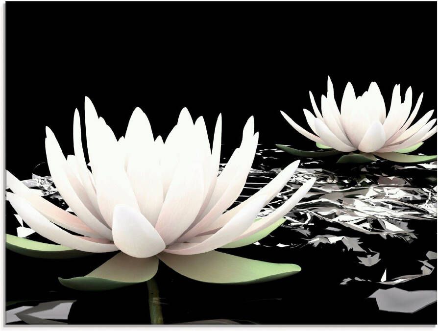 Artland Print op glas Twee lotusbloemen op het water - Foto 3