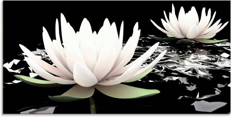 Artland Print op glas Twee lotusbloemen op het water - Foto 3