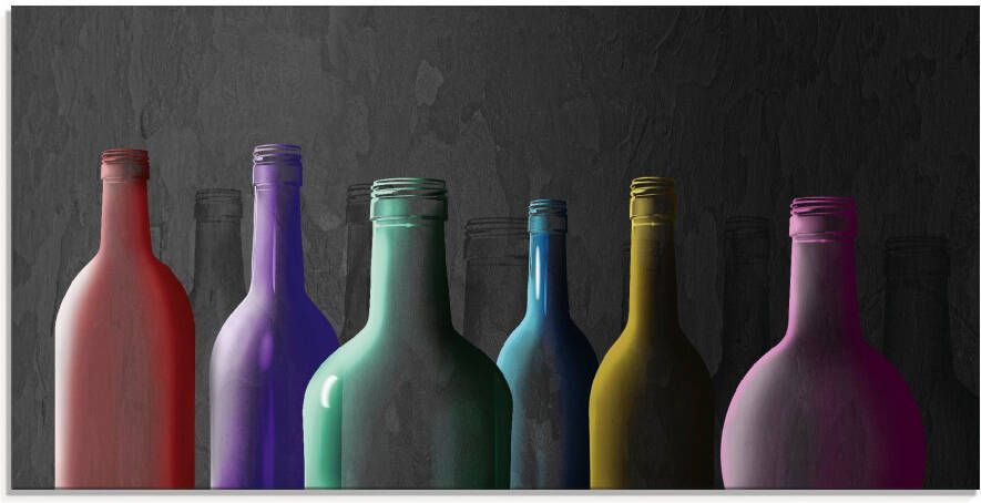 Artland Print op glas Veelkleurige glazen flessen - Foto 1