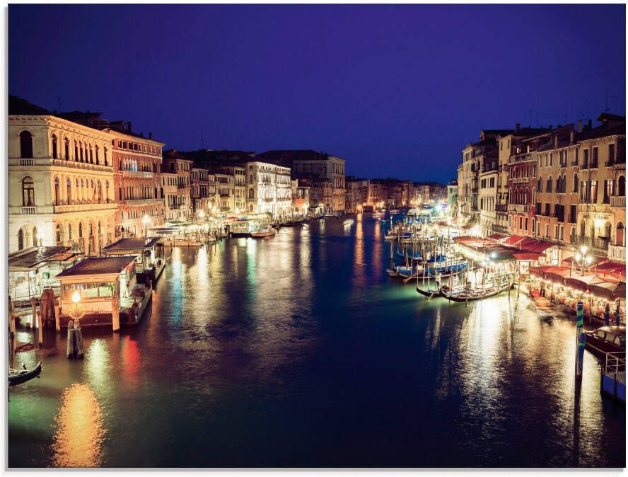 Artland Print op glas Venetië 's nachts in verschillende maten - Foto 1