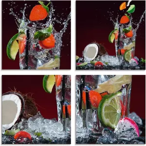 Artland Print op glas Verse fruitcocktail II (4 stuks)