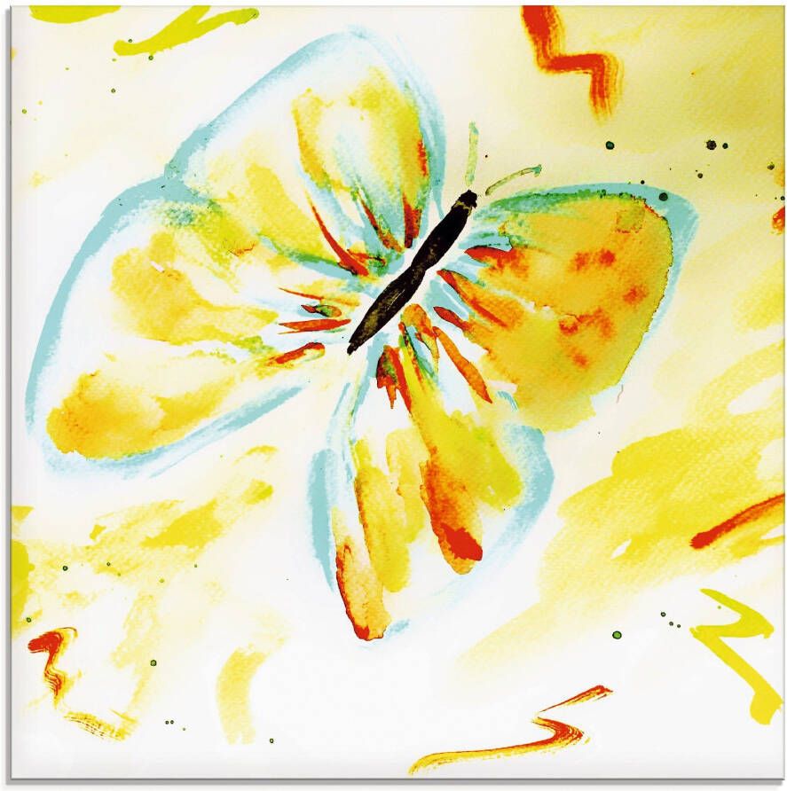 Artland Print op glas Vlinder geel in verschillende maten