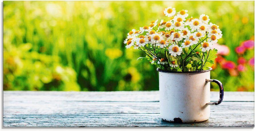 Artland Print op glas Lentetuin met echte kamille