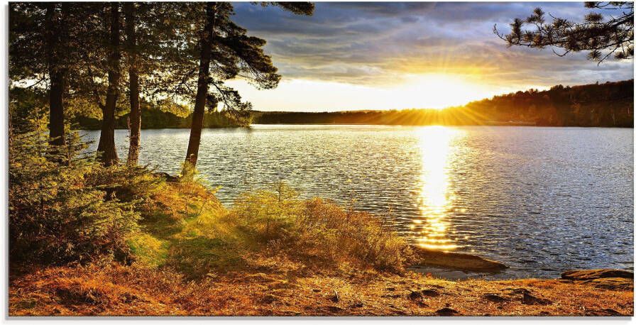 Artland Print op glas Zonsondergang boven meer Algonquin park - Foto 3