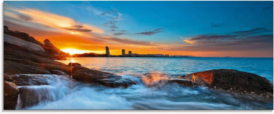 Artland Print op glas Zonsondergang op het strand van Hua-Hin - Foto 3