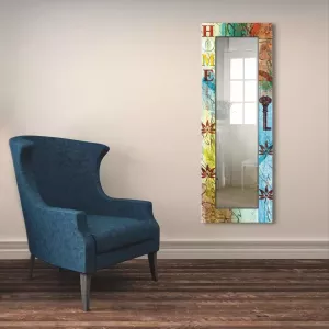Artland Sierspiegel Kleurrijk huis ingelijste spiegel voor het hele lichaam met motiefrand geschikt voor kleine smalle hal halspiegel mirror spiegel omrand om op te hangen