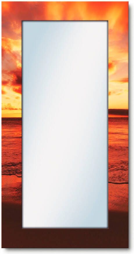 Artland Sierspiegel Mooie zonsondergang strand spiegel met lijst voor het hele lichaam wandspiegel met motiefrand modern