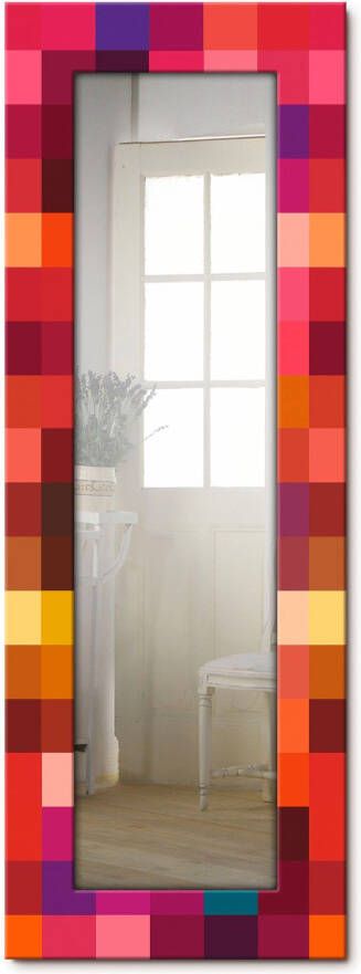 Artland Sierspiegel Patchwork rood spiegel met lijst voor het hele lichaam wandspiegel met motiefrand landhuis - Foto 4
