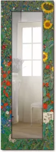 Artland Sierspiegel Tuin met zonnebloemen ingelijste spiegel voor het hele lichaam met motiefrand geschikt voor kleine smalle hal halspiegel mirror spiegel omrand om op te hangen