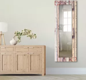 Artland Sierspiegel Vintage achtergrond houten wand met hart ingelijste spiegel voor het hele lichaam met motiefrand geschikt voor kleine smalle hal halspiegel mirror spiegel omrand om op te hangen