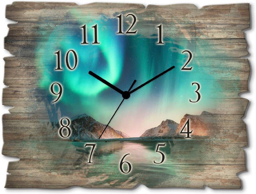 Artland Wandklok Auroraborialis noordelijk Poollicht optioneel verkrijgbaar met kwarts- of radiografisch uurwerk geruisloos zonder tikkend geluid - Foto 8