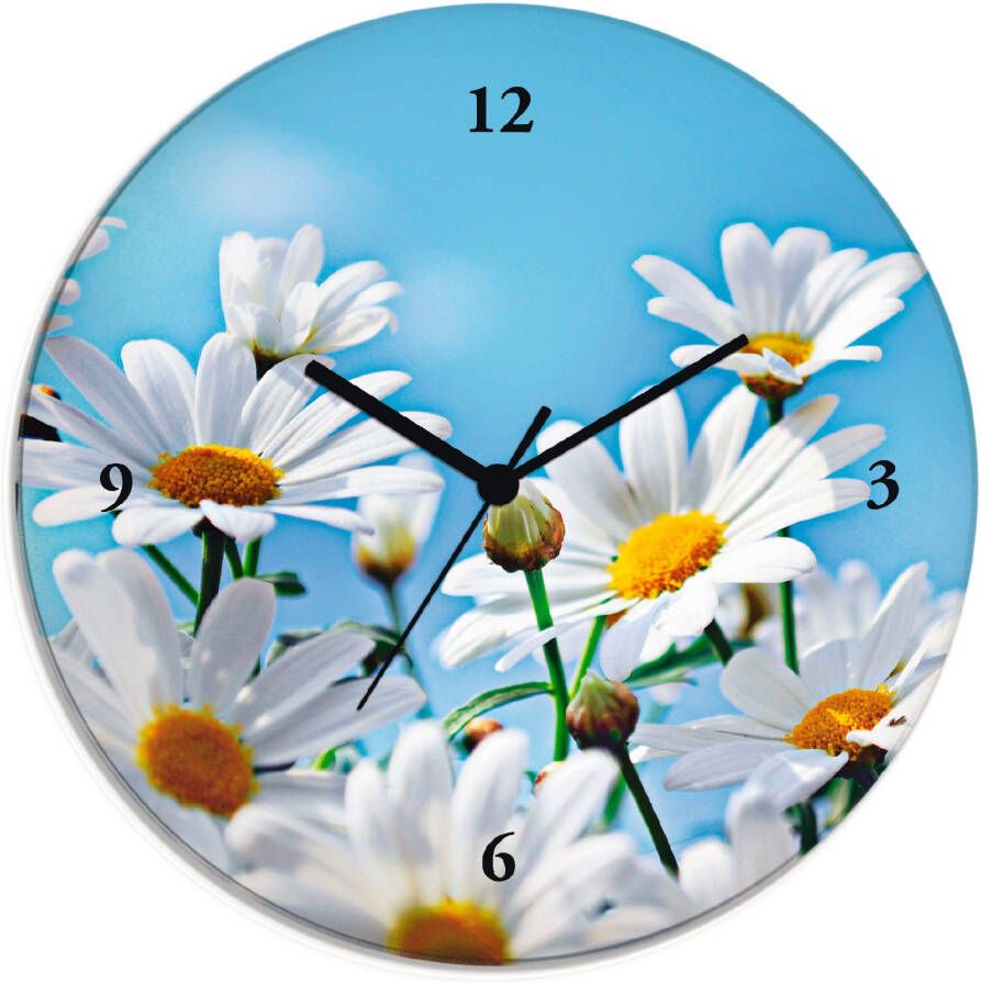 Artland Wandklok Bloemen margrieten optioneel verkrijgbaar met kwarts- of radiografisch uurwerk geruisloos zonder tikkend geluid - Foto 4