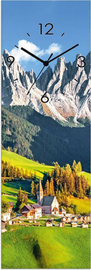 Artland Wandklok Glazen klok Alpen bergen Santa Maddalena optioneel verkrijgbaar met kwarts- of radiografisch uurwerk geruisloos zonder tikkend geluid - Foto 4