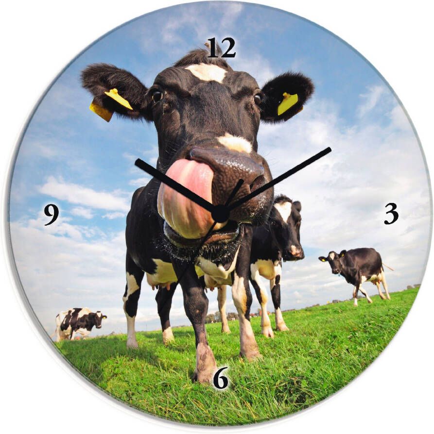 Artland Wandklok Holstein-koe met enorme tong optioneel verkrijgbaar met kwarts- of radiografisch uurwerk geruisloos zonder tikkend geluid - Foto 4
