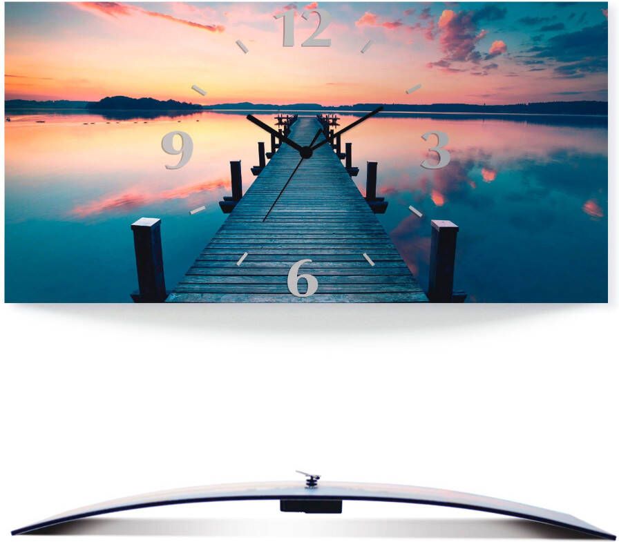 Artland Wandklok Lange pier aan het meer in zonsopkomst 3d-look geschulpt met kwarts- of radiografisch uurwerk verschillende maten - Foto 9