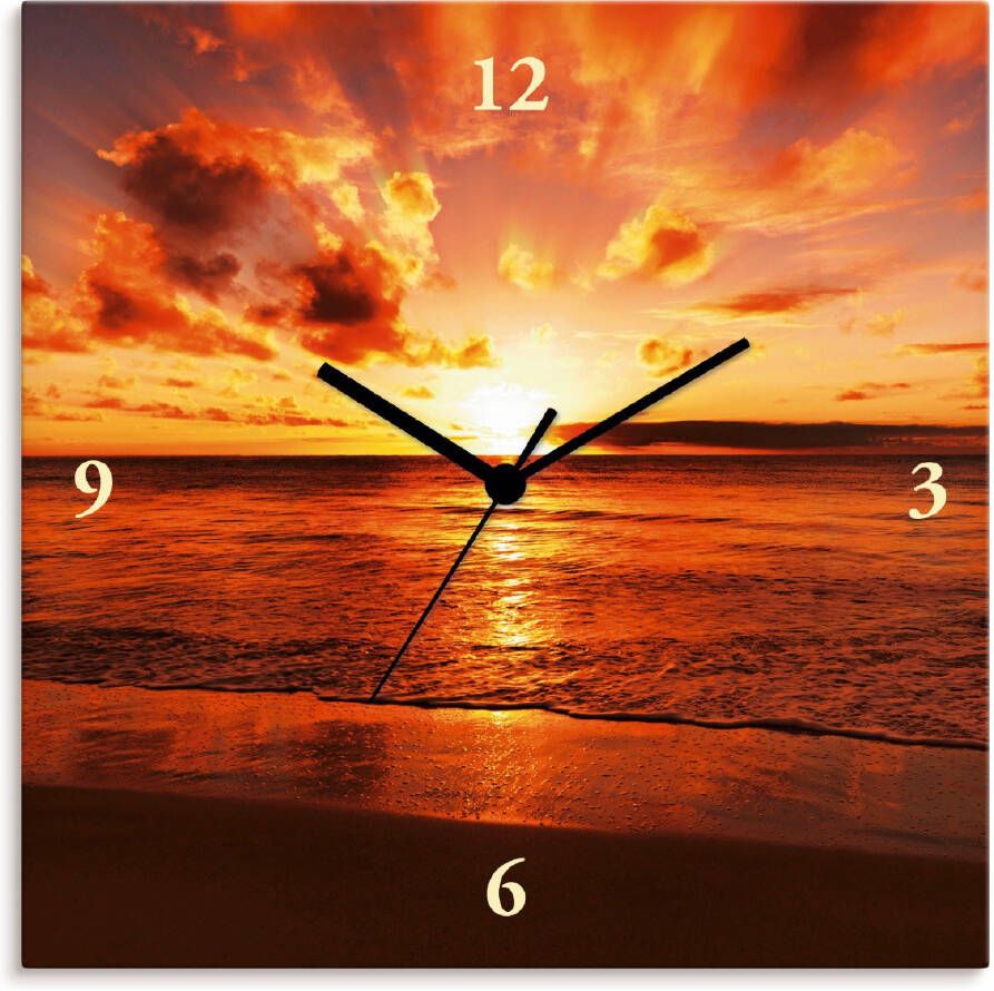 Artland Wandklok Mooie zonsondergang strand optioneel verkrijgbaar met kwarts- of radiografisch uurwerk geruisloos zonder tikkend geluid - Foto 4