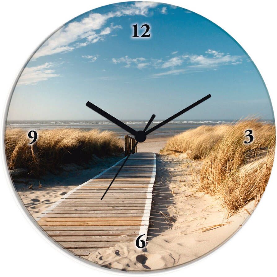 Artland Wandklok Noordzeestrand op Langeoog pier optioneel verkrijgbaar met kwarts- of radiografisch uurwerk geruisloos zonder tikkend geluid - Foto 4