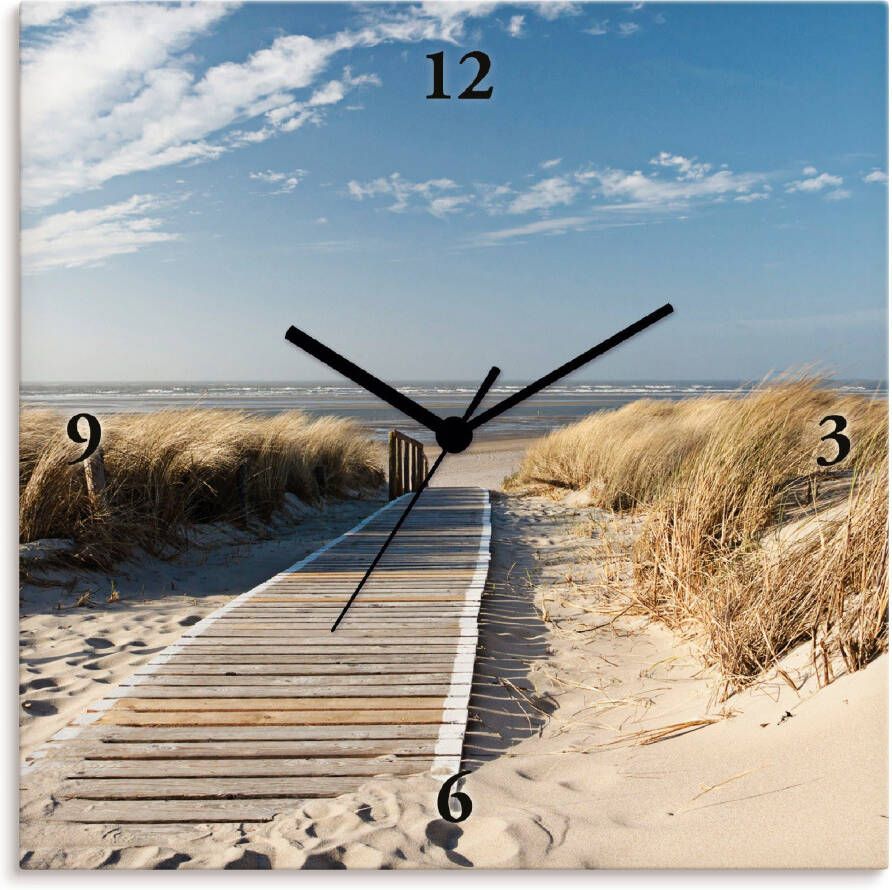 Artland Wandklok Noordzeestrand op Langeoog pier optioneel verkrijgbaar met kwarts- of radiografisch uurwerk geruisloos zonder tikkend geluid - Foto 4