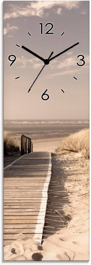 Artland Wandklok Noordzeestrand op Langeoog pier_Sepia optioneel verkrijgbaar met kwarts- of radiografisch uurwerk geruisloos zonder tikkend geluid - Foto 4
