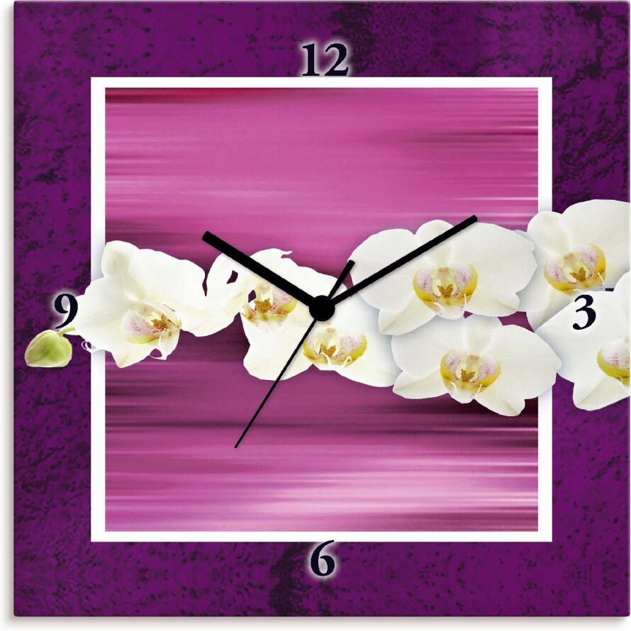 Artland Wandklok Orchideeën violet optioneel verkrijgbaar met kwarts- of radiografisch uurwerk geruisloos zonder tikkend geluid - Foto 1