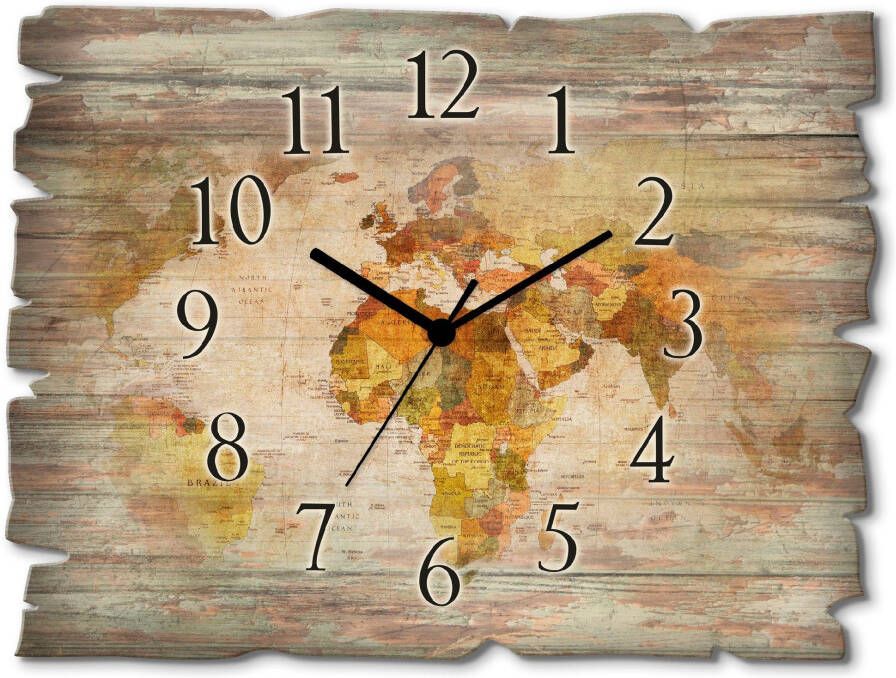 Artland Wandklok Wereldkaart optioneel verkrijgbaar met kwarts- of radiografisch uurwerk geruisloos zonder tikkend geluid - Foto 8